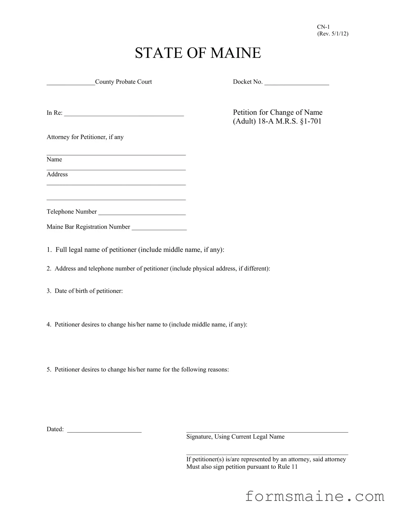 Free Maine Cn 1 Form in PDF