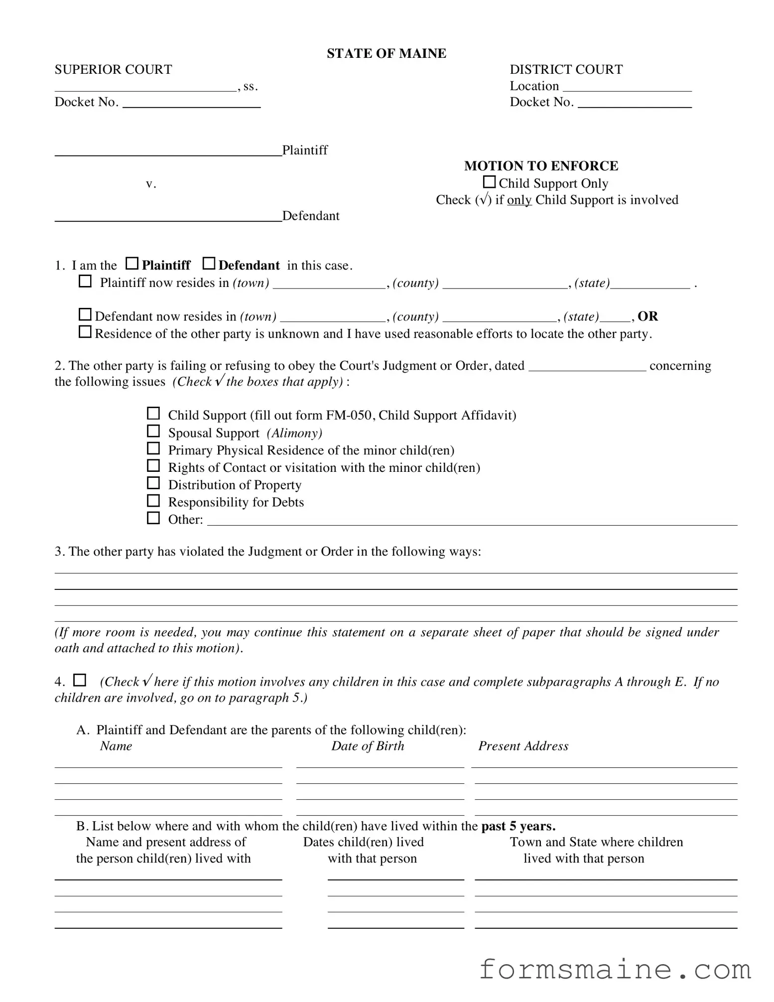 Free Maine Fm 070 Form in PDF