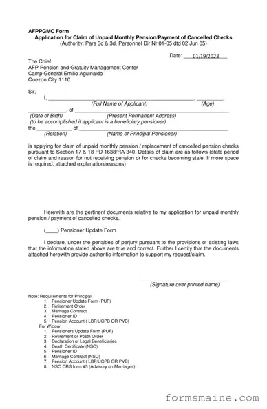 Free Maine Afppgmc Form in PDF