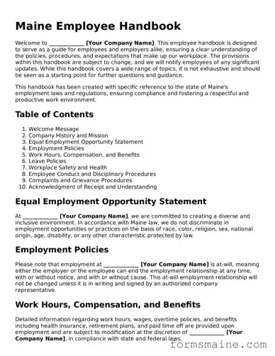 Official  Employee Handbook Document for Maine