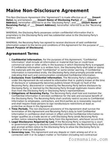 Official  Non-disclosure Agreement Document for Maine