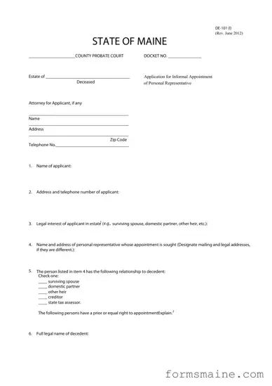 Free Maine De 101 I Form in PDF