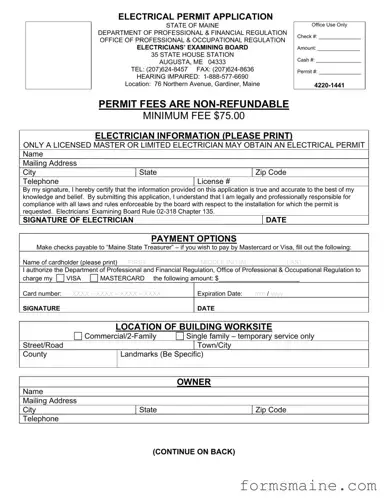 Free Maine Electrical Permit Form in PDF
