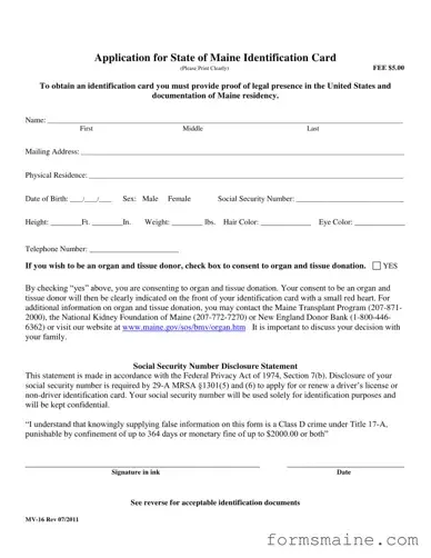 Free Maine Mv 16 Form in PDF
