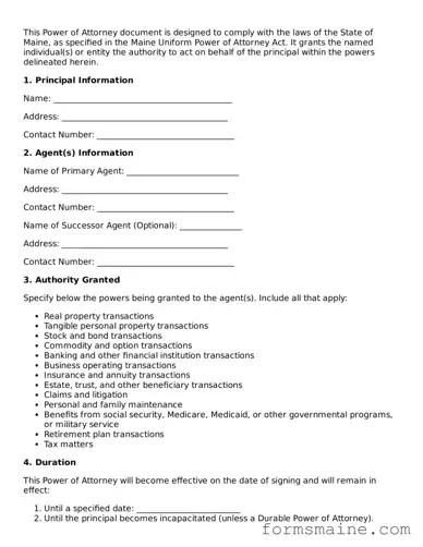 Official  Power of Attorney Document for Maine