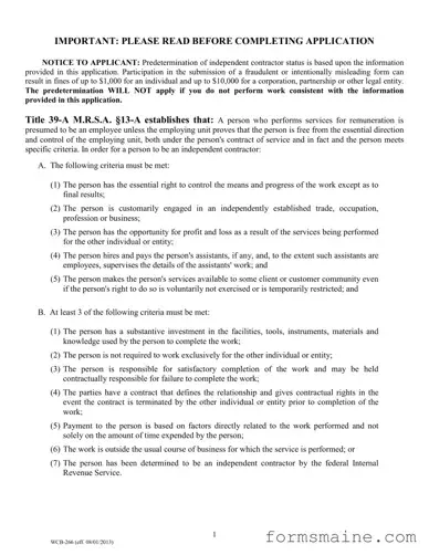 Free Maine Predetermination Form in PDF
