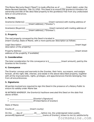 Official  Deed Document for Maine