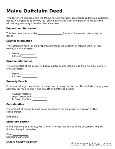 Official  Quitclaim Deed Document for Maine