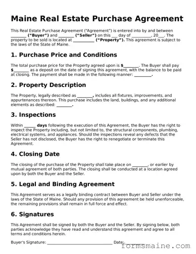 Official  Real Estate Purchase Agreement Document for Maine