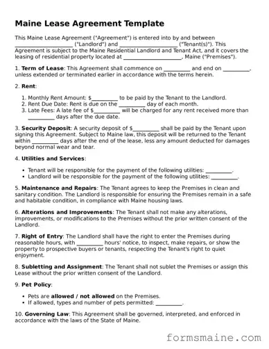 Official  Lease Agreement Document for Maine