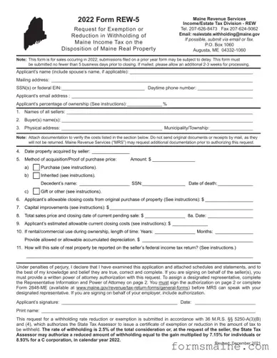 Free Maine Rew 5 Form in PDF