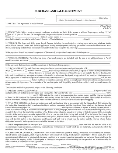 Free Maine Sale Agreement Form in PDF